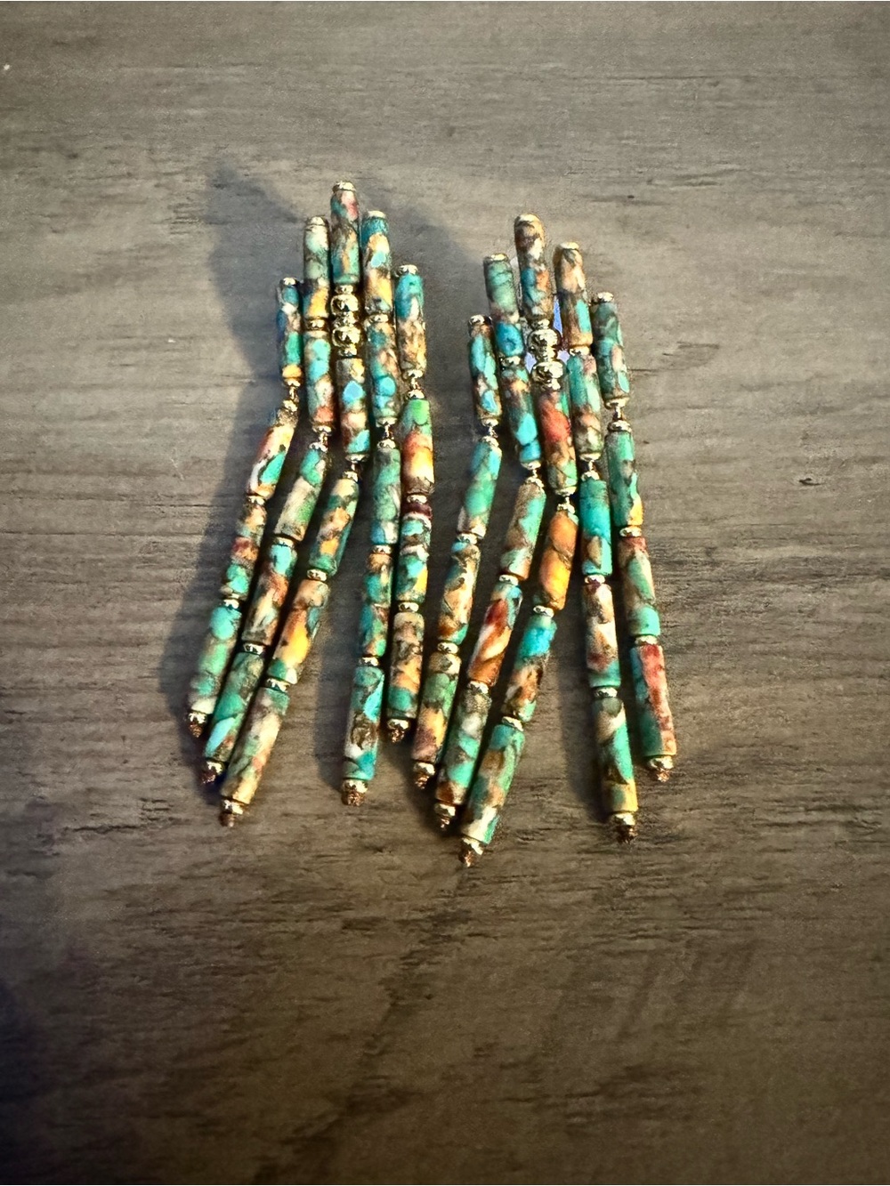 Turquoise Multicolor Beaded Fringe Earrings - Women Jewelry
